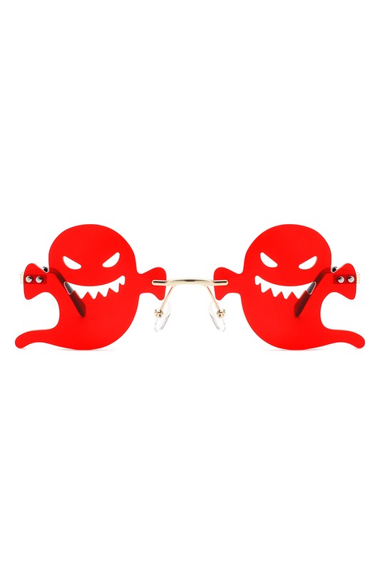 Rimless Devil Shape Tinted Party Sunglasses
